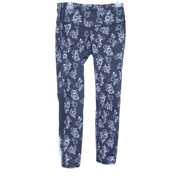 Old Navy Pants - Old Navy Active Capri Leggings XS Xsmall Black Gray Floral Yoga Athletic Pants